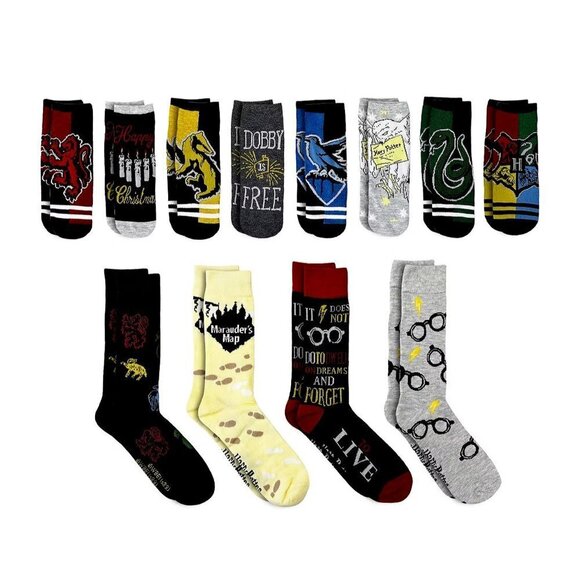 WB 12 Days of Socks Harry Potter Graphic Low-Cut & Crew Men Socks- Size 10-13 - Picture 2 of 4